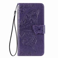 Xiaomi Redmi Note 11 Pro hoesje - Bookcase - Pasjeshouder - Portemonnee - Vlinderpatroon - Kunstleer - Donkerpaars