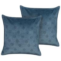 Beliani-SESELI -Sierkussen set van 2-Blauw-45 x 45 cm-Fluweel