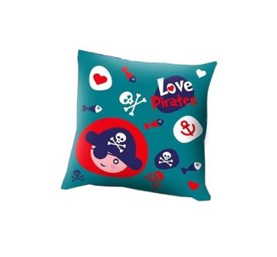 Kids Licensing kussen Love Pirates junior 45 x 45 cm polyester blauw Kids Licensing kussen Love Pirates junior 45 x 45 cm polyester blauw