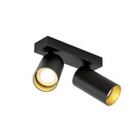SLV Dubbele opbouwspot Kami Double zwart met goud - 1007723