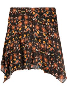 ISABEL MARANT jupe asymétrique à fleurs - Noir