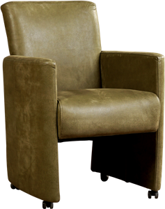 Olijfgroene leren moderne eetkamerfauteuil Elegant - Kenia Leer Olive (olijfgroen leer)