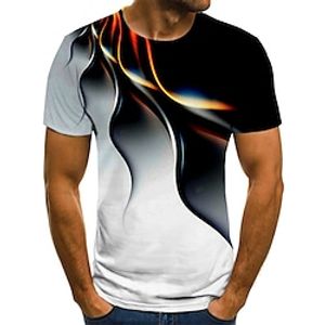 Voor heren Overhemd T-shirt Grafisch Geometrisch 3D Ronde hals Zwart Geel Lichtgroen Blozend Roze blauw 3D-afdrukken Grote maten Feestdagen Uitgaan Korte mouw Afdrukken Kleding Streetwear overdreven Lightinthebox