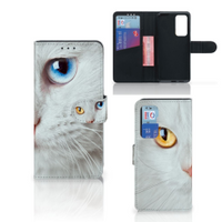 Huawei P40 Telefoonhoesje met Pasjes Witte Kat