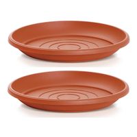 Opvangschaal/onderschaal bloempot/plantenpot - 6x - terracotta - rond - Dia 17 cm