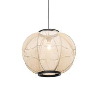 QAZQA - Oosters Smart hanglamp bruin 48 cm incl. Wifi G95 - Rob | Dimmer | Dimbaar | Woonkamer | Slaapkamer | Keuken - Stof Rond - E27 Geschikt voor LED - Max. 1 x 4.5 Watt