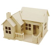 3D houten huis met terras constructie set   -