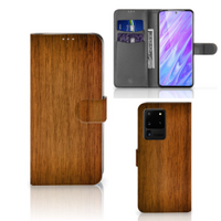 Samsung Galaxy S20 Ultra Book Style Case Donker Hout - thumbnail