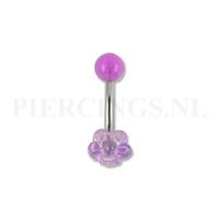 Navelpiercing acryl bloem lila parelmoer