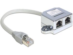 Delock 65441 RJ45-poortverdubbelaar 1 RJ45-stekker > 2 RJ45-aansluitingen (1x Ethernet, 1x ISDN)