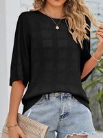 Loose Plain Crew Neck Casual Shirt