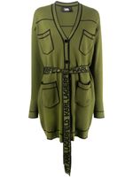 Karl Lagerfeld cardigan ceinturé à liserés contrastants - Vert