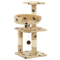 vidaXL Kattenkrabpaal met Sisal Krabpalen Pootafdrukken Beige Krabpaal Katten