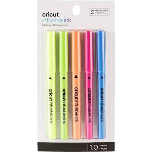 Cricut Explore/Maker Infusible Ink Medium Point 5-Pack Brights Stiftset Neon-pink, Neonblauw, Neon-oranje, Neon-geel, Neon-groen