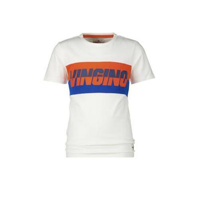 Vingino T-shirt Harco met logo wit/oranje/blauw
