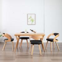 vidaXL Eetkamerstoelen 4 st gebogen hout en kunstleer zwart