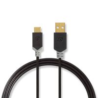 Nedis USB-Kabel | USB-A Male naar USB-C Male | 480 Mbps | 2 m | 1 stuks - CCBW60601AT20 CCBW60601AT20 - thumbnail