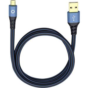 Oehlbach USB Plus Micro USB 2.0 [1x USB-A 2.0 stekker - 1x Micro-USB 2.0 B stekker] 5.00 m Blauw Vergulde steekcontacten