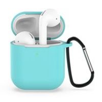 AirPods siliconen hoesje voor AirPods 1/2 - Mint groen + handige clip - thumbnail