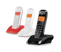Motorola Voice - S1203 Trio van de S12-SERIE Digitale draadloze telefoons met oproepblokkering en niet-storen-functie, handsfree luidsprekertelefoon, telefoonboek voor maximaal 50 namen en nummers