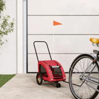 Hondenfietstrailer oxford stof en ijzer rood - thumbnail