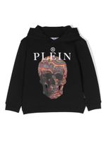 Philipp Plein Junior hoodie en coton à imprimé tête de mort - Noir - thumbnail