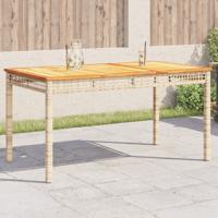 Tuintafel 140x80x75 cm poly rattan en acaciahout beige - thumbnail