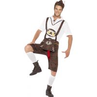 Bruine funny Tiroler lederhosen kostuum/broek voor heren