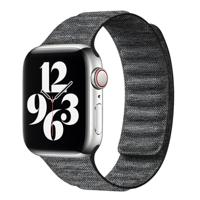 By Qubix - Denim nylon bandje - Zwart - Compatible met Apple Watch 38mm / 40mm / 41mm / 42mm - Compatible Apple watch bandjes