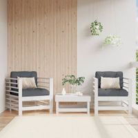 Tuinstoelen met kussens 2 st massief grenenhout wit - thumbnail