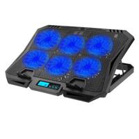 X6A 7-Gear Hoogte Laptop Koelpad 6-Ventilator Radiator Notebook Koeler Stand met Beeldscherm - Blauw Licht - thumbnail