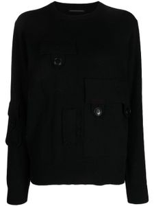 Y's pull en laine à design nervuré - Noir