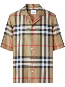 Burberry chemise en soie à manches courtes - Marron