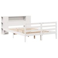 vidaXL Bed met boekenkast zonder matras grenenhout wit 140x200 cm, bed, slaapkamermeubel, bed met opbergruimte, tweepersoonsbed, houten bed, bedbodem
