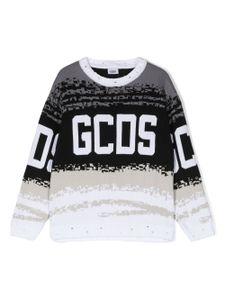 Gcds Kids sweat en maille à logo intarsia - Blanc