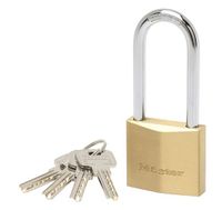 Masterlock 50mm thick solid brass body - 64mm hardened steel long shackle, 8mm di - 2950EURDLJ - thumbnail