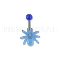 Navelpiercing acryl spin blauw met kristal