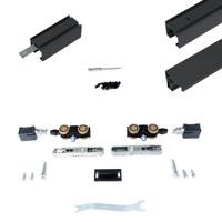 Xperta set 4m rail - Zwart - vloerplint - Enkele deur - inbouw auto fix - thumbnail