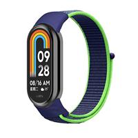 By Qubix - Sport loop nylon bandje - Donkerblauw met groen - Compatible met Xiaomi Smart Band 8 & 9 - Compatible Xiaomi bandje