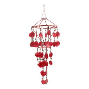 Windmobiel met Capiz Schelpen - Dubbellaags - Rood (ca. 65 x 22 x 22 cm)