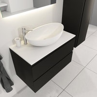 SaniGoods Sally badkamermeubel 80cm zwart mat met Solid Surface waskom ovaal - thumbnail