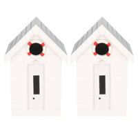 2x stuks wit vogelhuisje strandhuis voor kleine vogels 21 cm - Vogelhuisjes