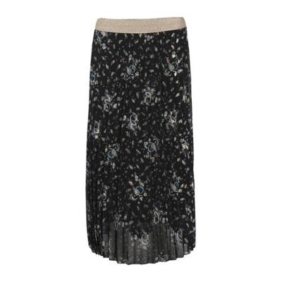 Cassis rok met bladprint en glitters zwart/goud