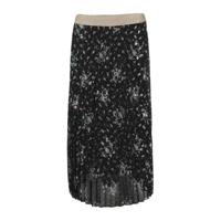 Cassis rok met bladprint en glitters zwart/goud