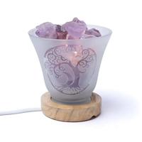 Edelsteenlamp met Tree of Life (12 x 12 cm) - incl. kabel en LED lamp - thumbnail