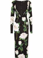 Dolce & Gabbana robe mi-longue à fleurs - Noir