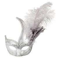 Verkleed gezichtsmasker Venitiaans - zilver - luxe - volwassenen - Carnaval/gemaskerd bal - thumbnail