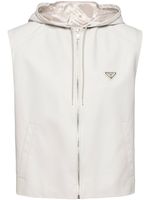 Prada gilet en cuir à capuche - Blanc