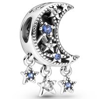 Pandora 799643C01 Bedel Star and Crescent Moon zilver-zirconia-kristal blauw