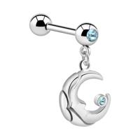 Jeweled Barbell with Charm Chirurgisch staal 316L / Belegde messing Barbells - thumbnail